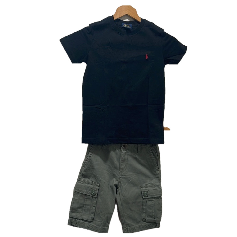 TEA & POLO Ralph Lauren green and black boys set size 6 GUC